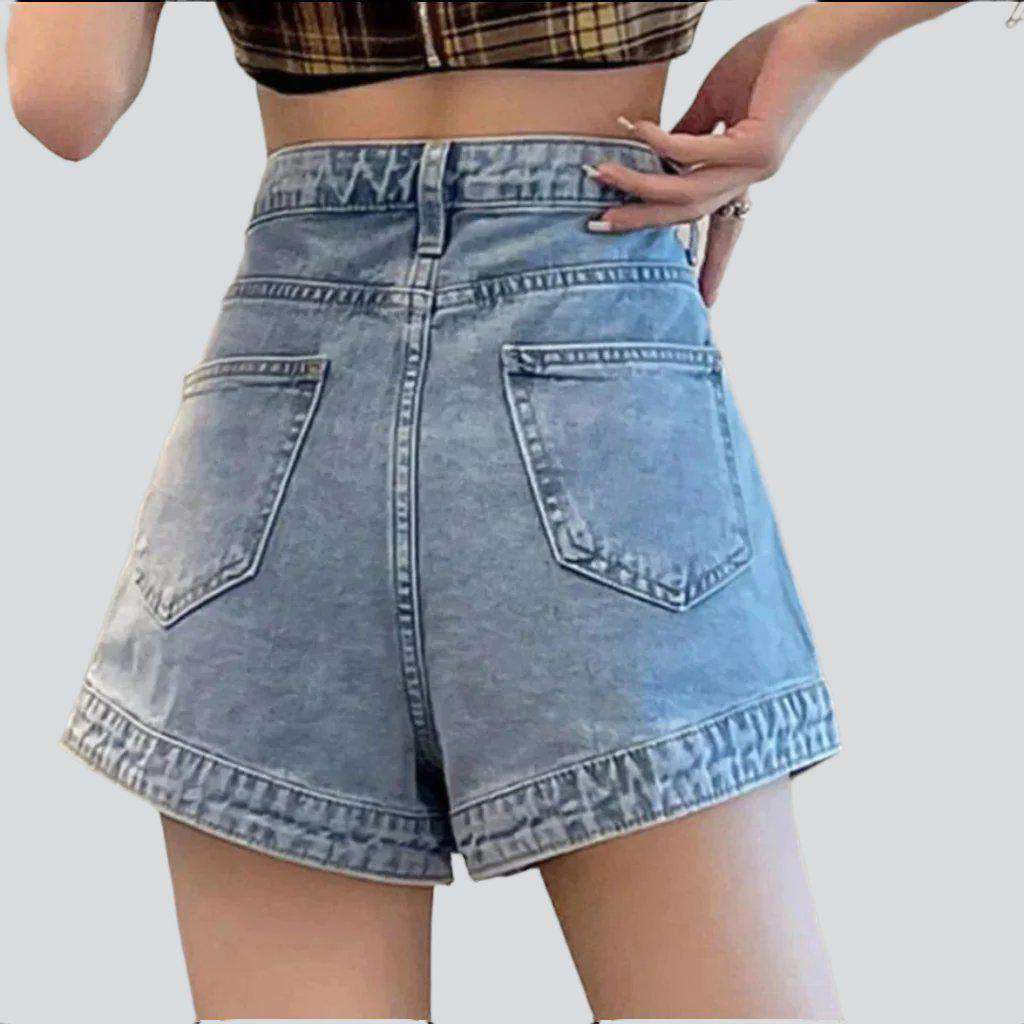 Layered buttoned denim skort