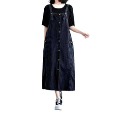 Buttoned black women denim dress