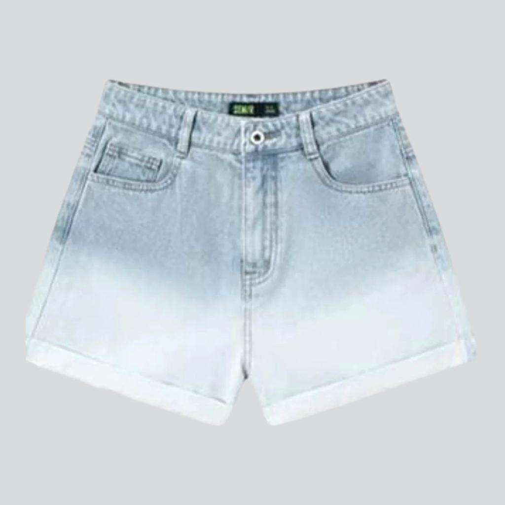 Contrast wash women denim shorts