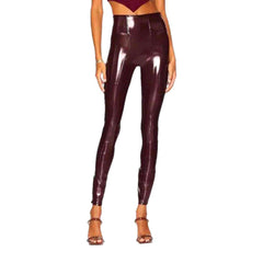 Latex shiny women denim pants