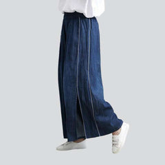 Pantalones vaqueros culotte con bandas bordadas