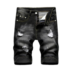 Ripped slim men denim shorts