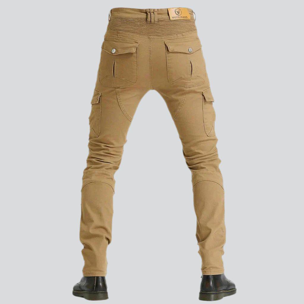 Protective sand color biker jeans