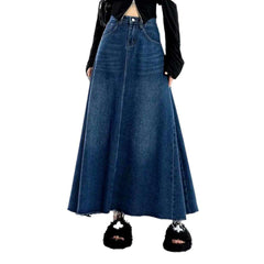 A-line raw hem denim skirt