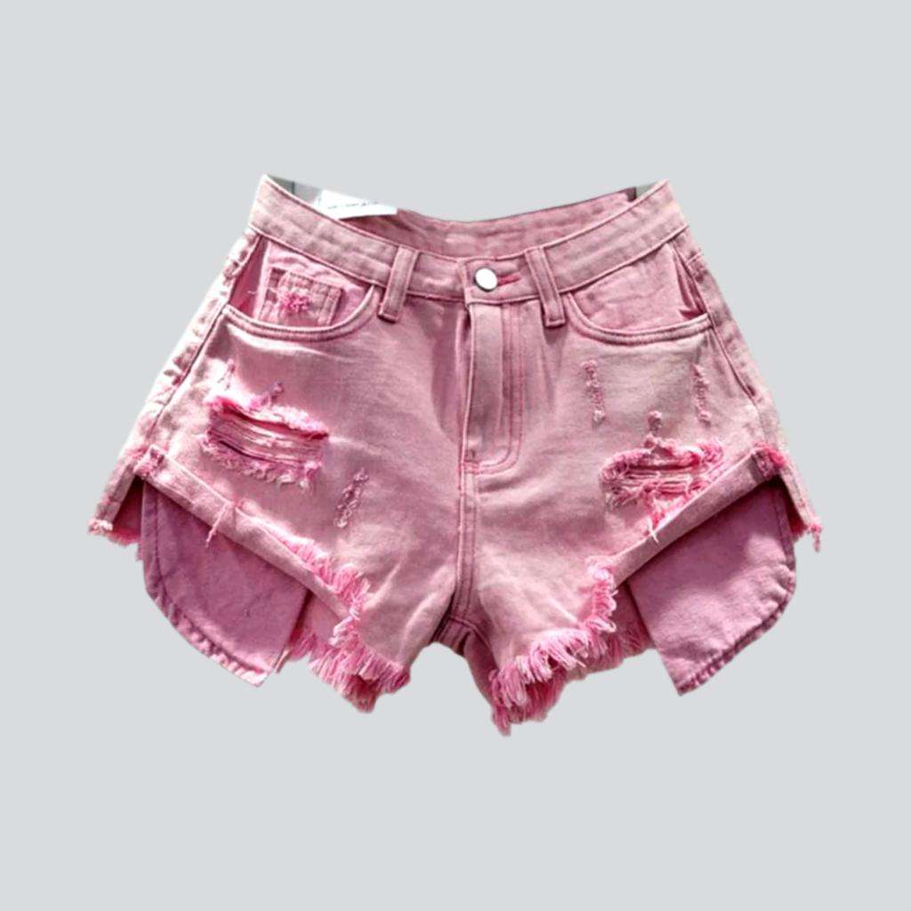 Distressed-Jeansshorts mit sichtbaren Taschen