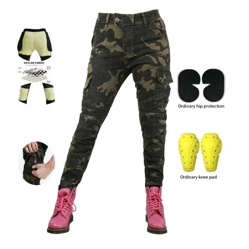 Military women biker jeans