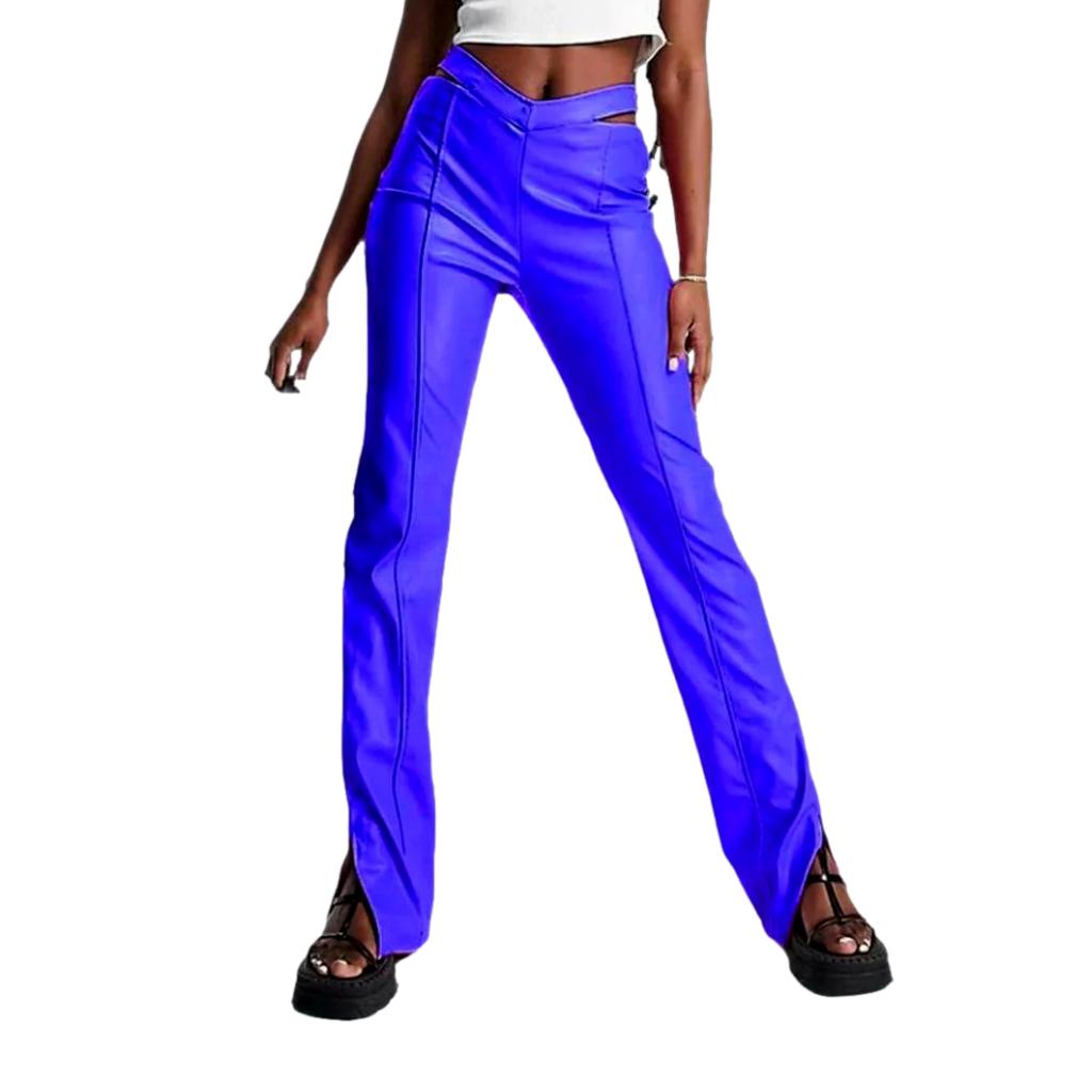 Slim front-seams women denim pants