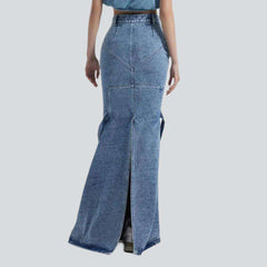 Back slit trumpet denim skirt