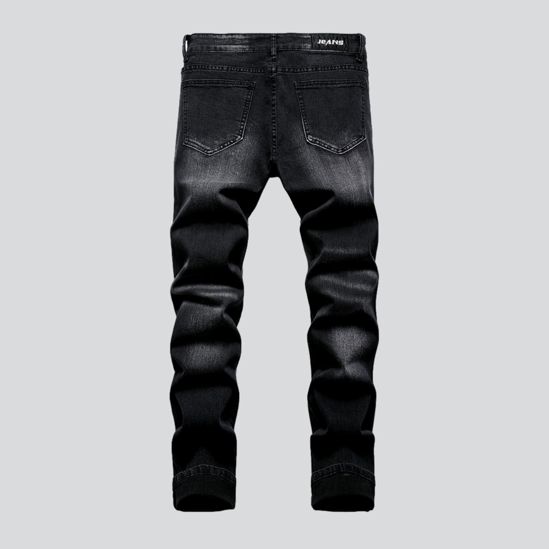 Patchwork knees biker men jeans