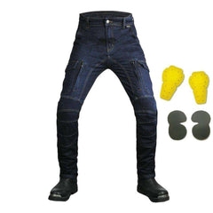 Dark blue men motorcycle jeans