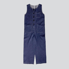 Sleeveless loose women denim overall