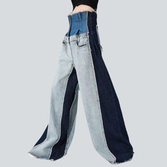 Cropped waistband baggy women jeans