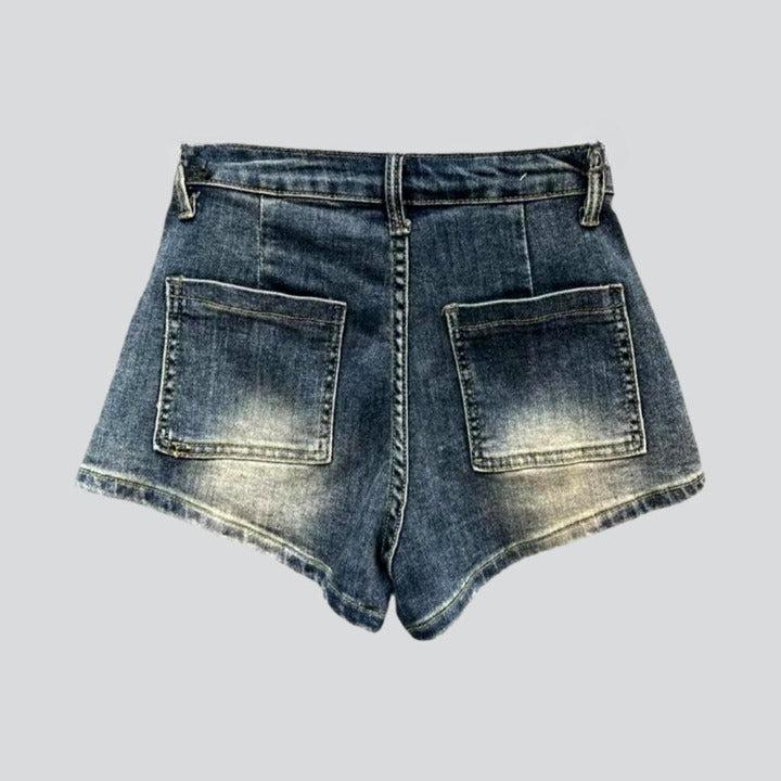 Streetwear dark vintage denim shorts