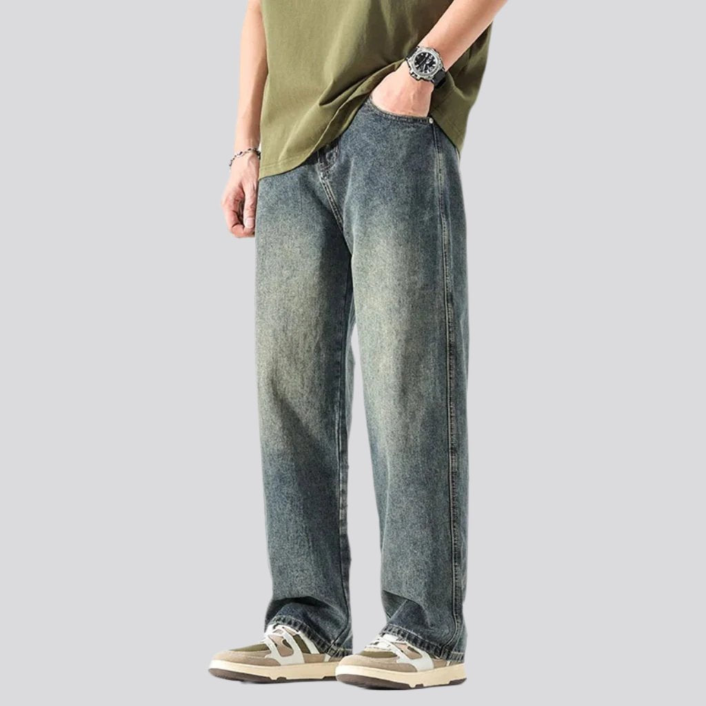 Mid-waist men vintage jeans