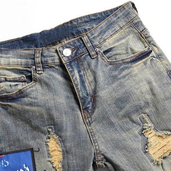 Bemalte Distressed-Jeans für Herren