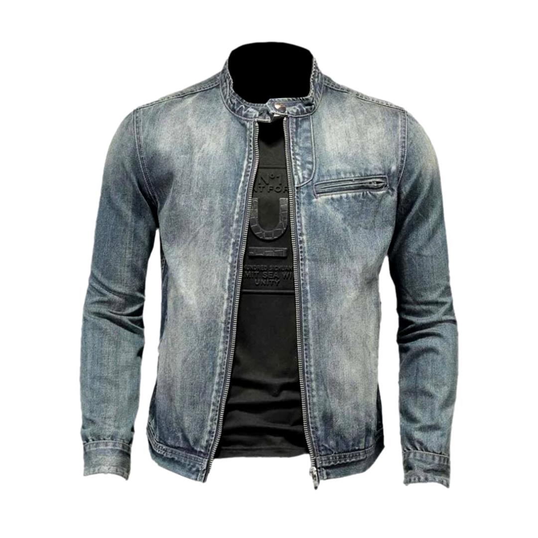 Vintage trendy biker denim jacket