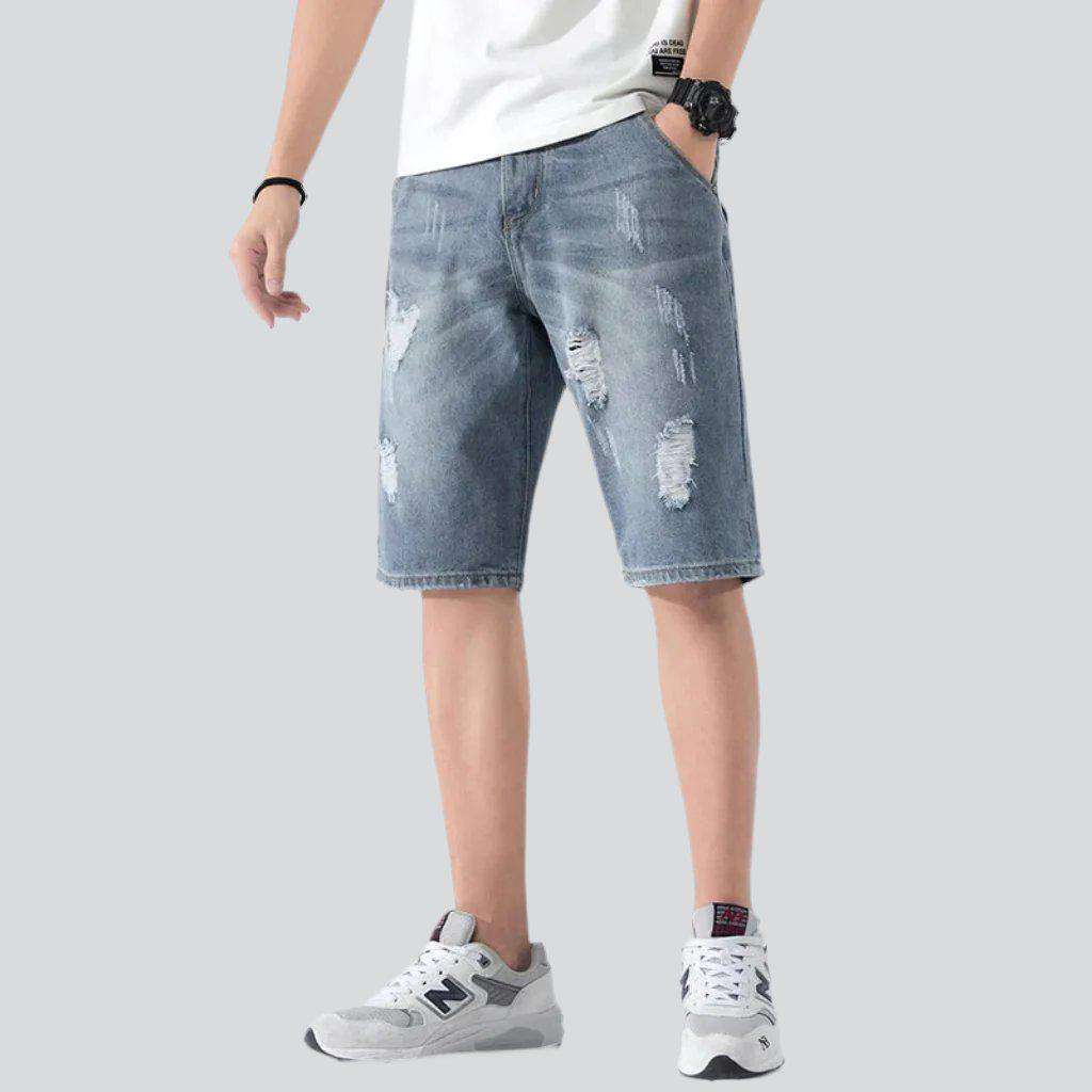 Loose ripped men denim shorts