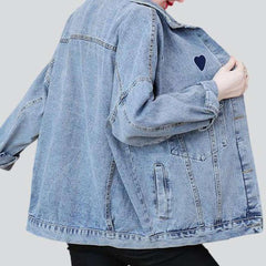 Embroidered with hearts denim jacket