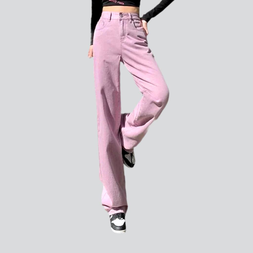 Retro color straight women jeans