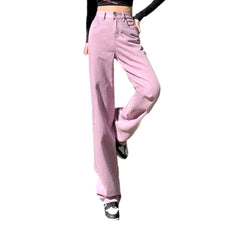 Retro color straight women jeans