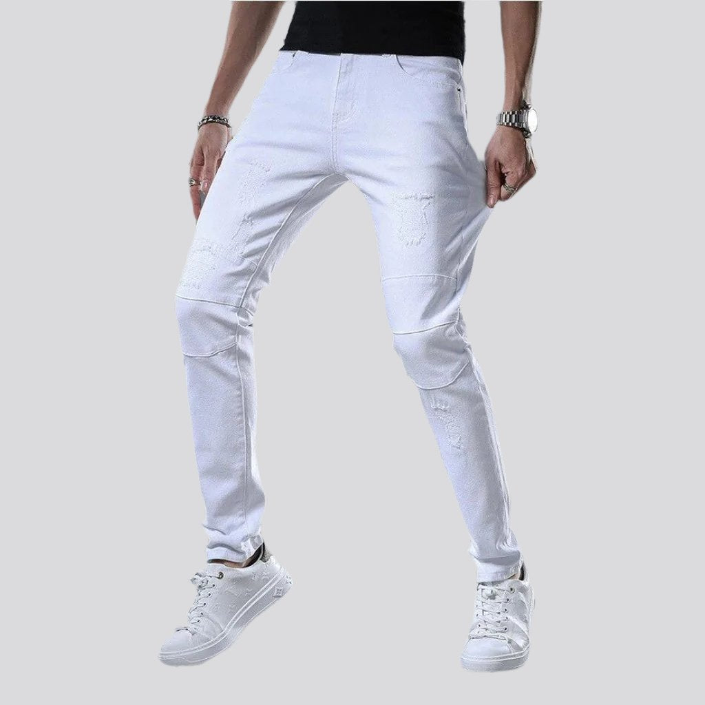 Torn-color jeans for men