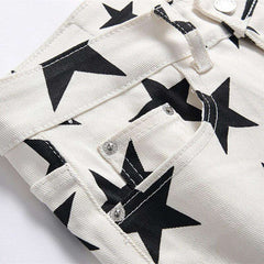 Black star print men jeans