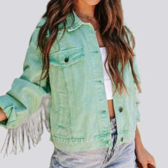 Fringe y2k women denim jacket