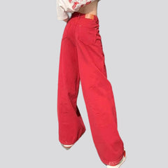 Red baggy jeans for women