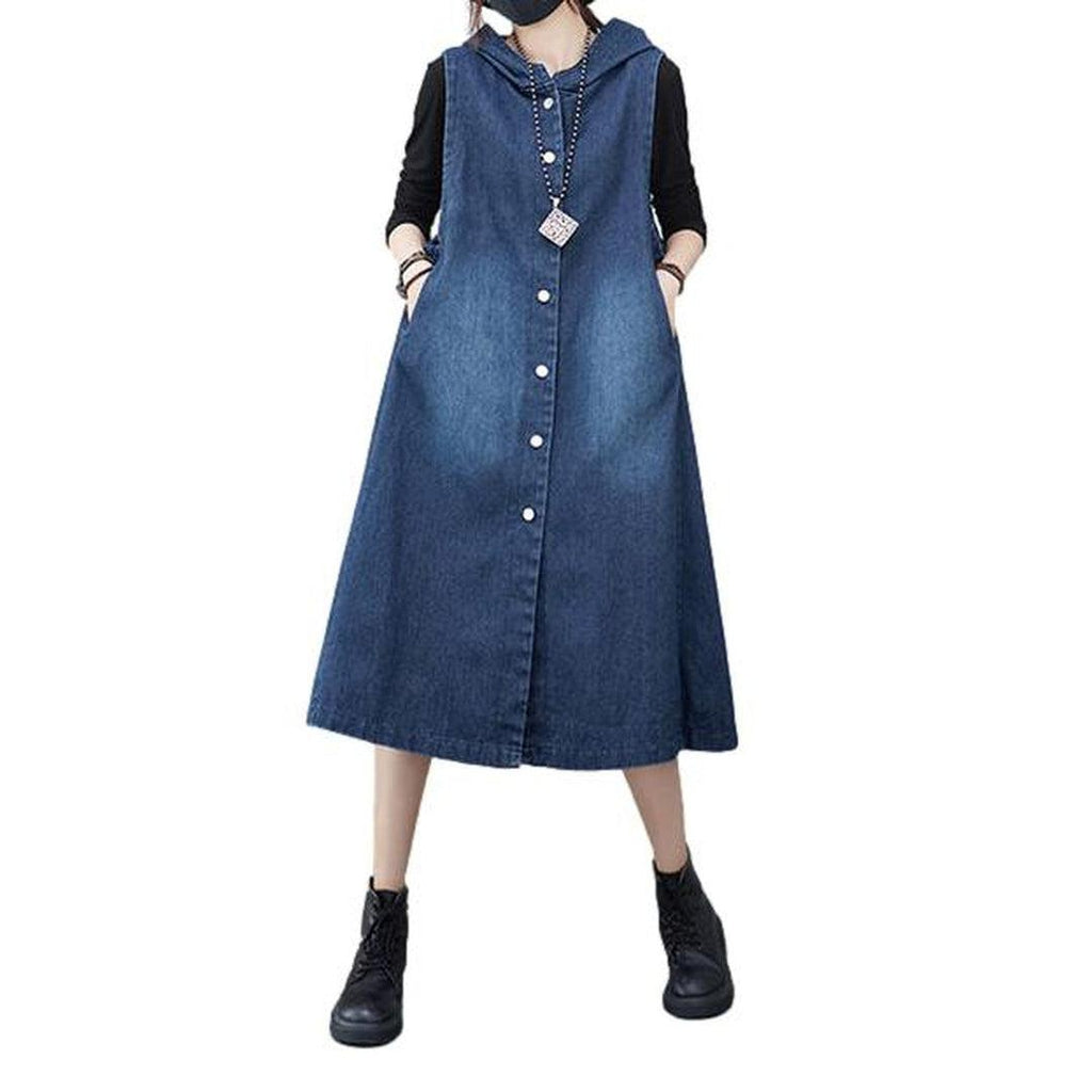 Sleeveless hooded women denim coat