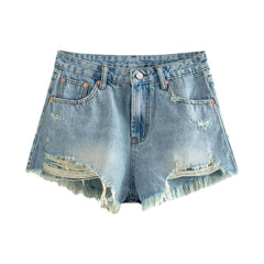 Weite Distressed-Jeansshorts im Streetwear-Stil