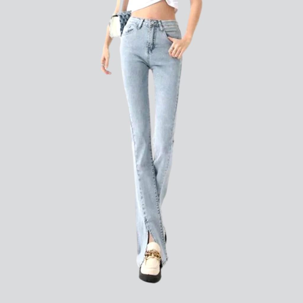 Stonewashed high-waist jeans for women