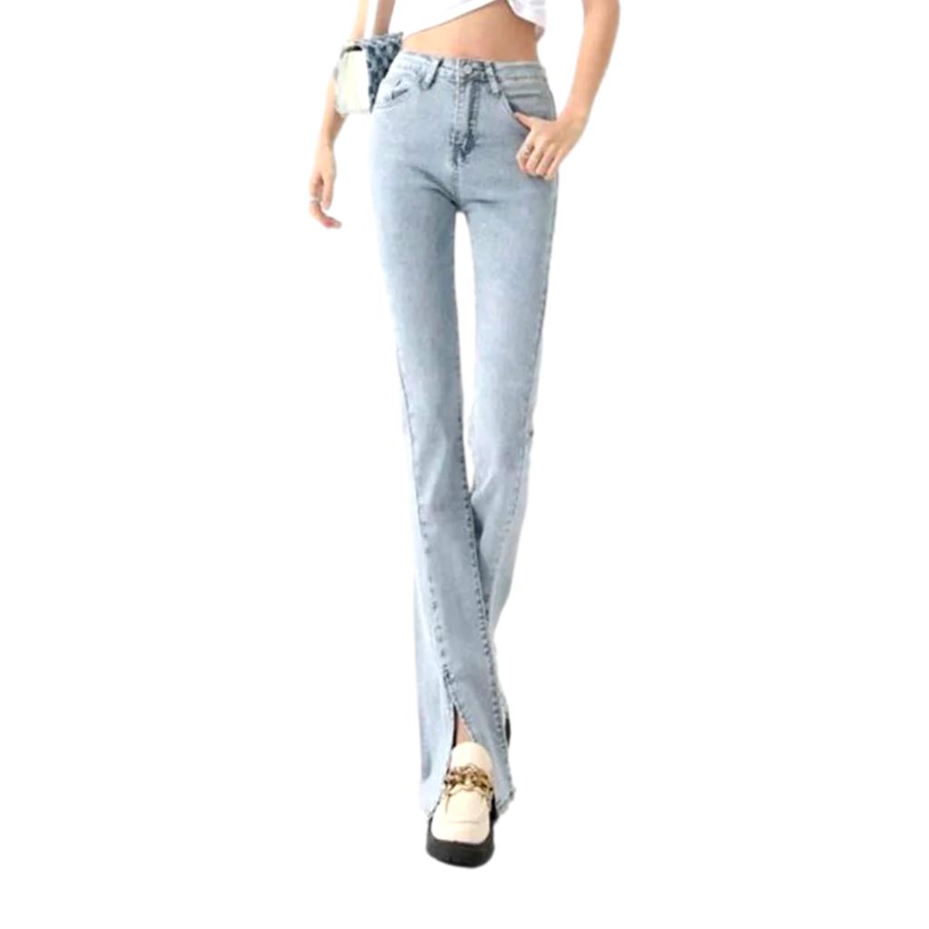 Stonewashed high-waist jeans for women