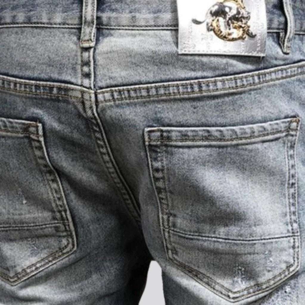 Mid-waist men street jeans