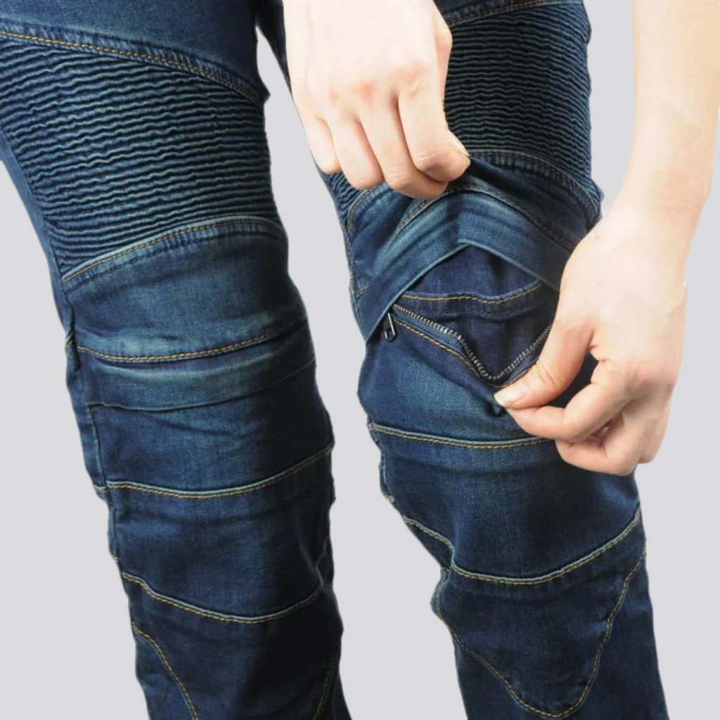 Sanded women riding jeans