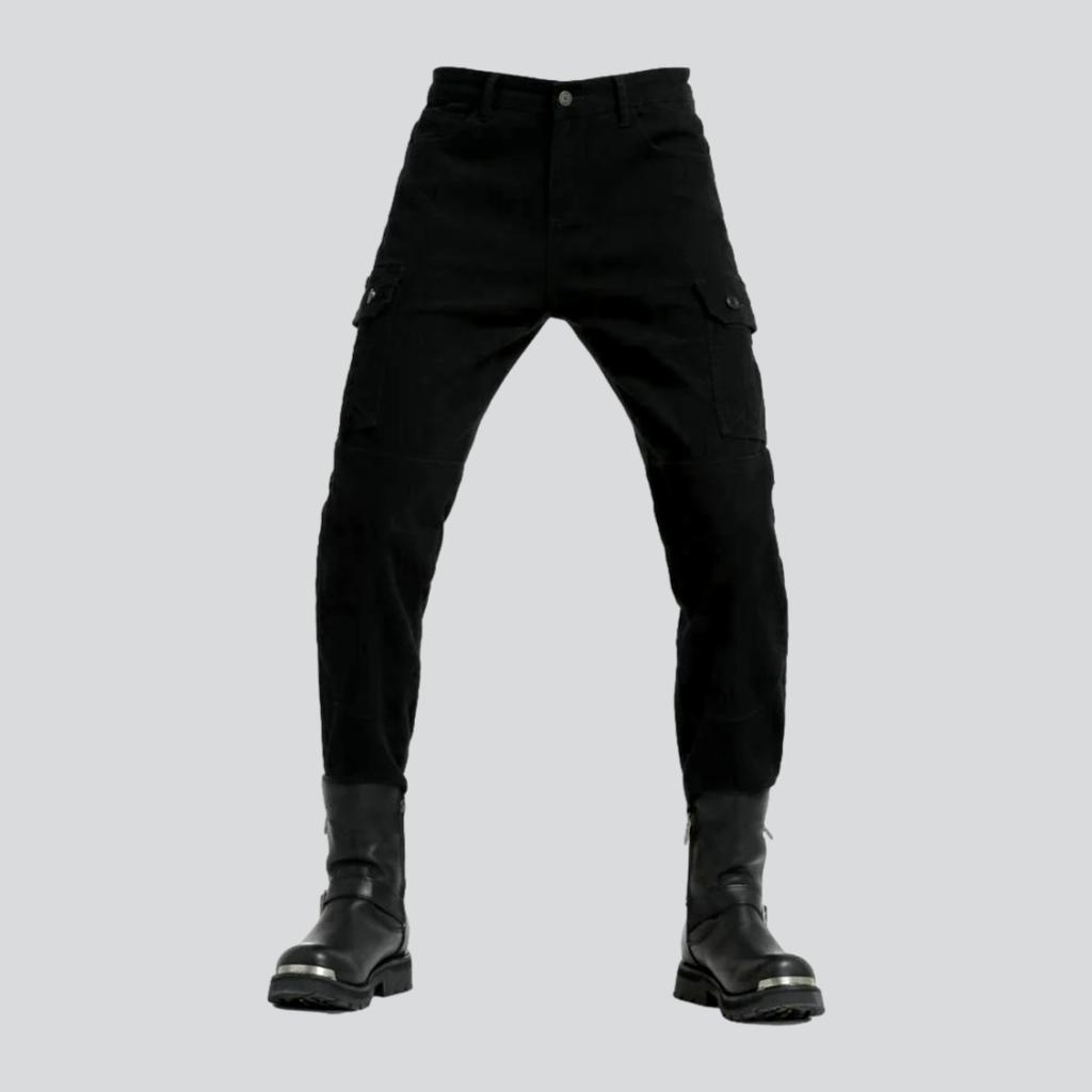 Protective men biker denim pants