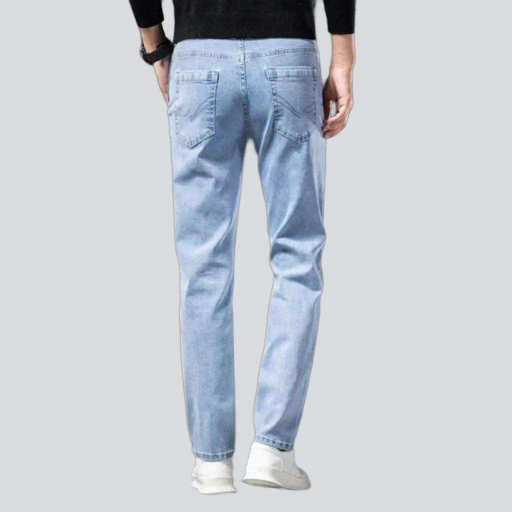 Diagonal pocket sanded men jeans