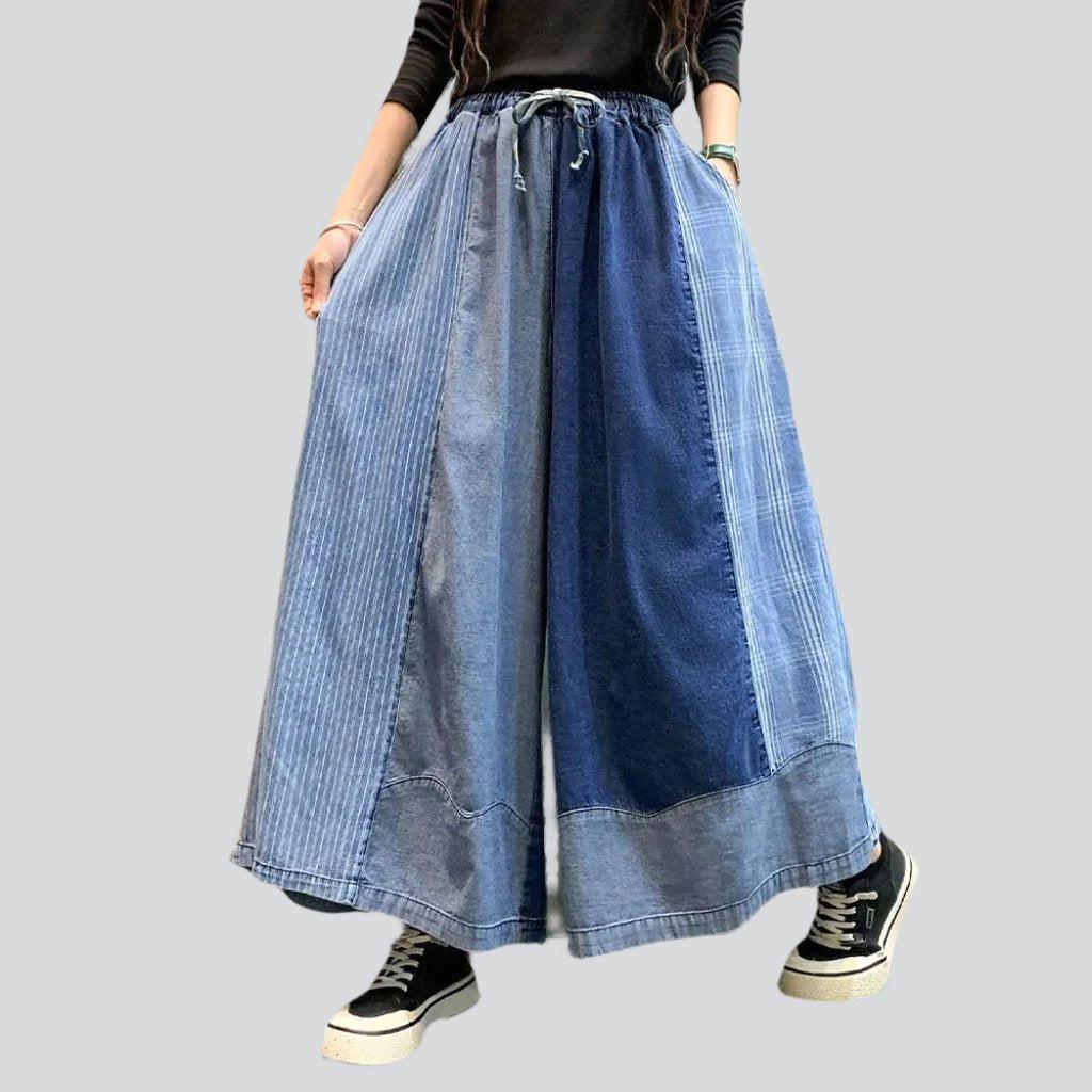 Street-style culottes denim pants