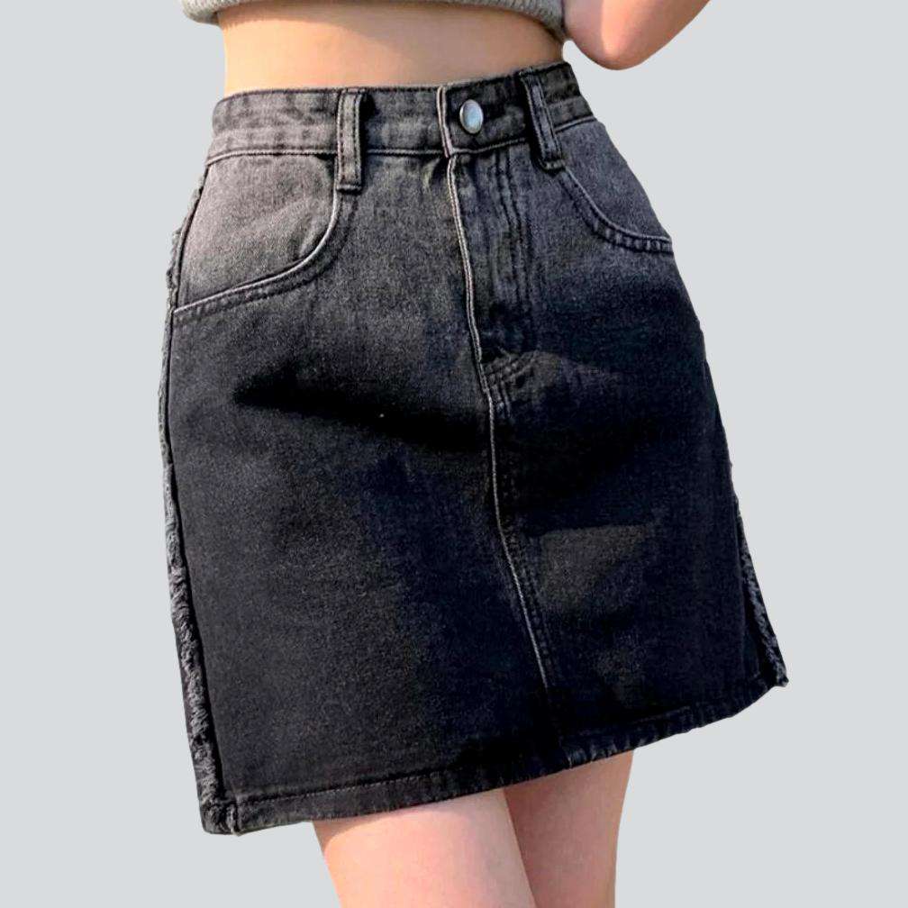 Gradient wash mini denim skirt