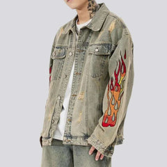 Distressed men denim jacket