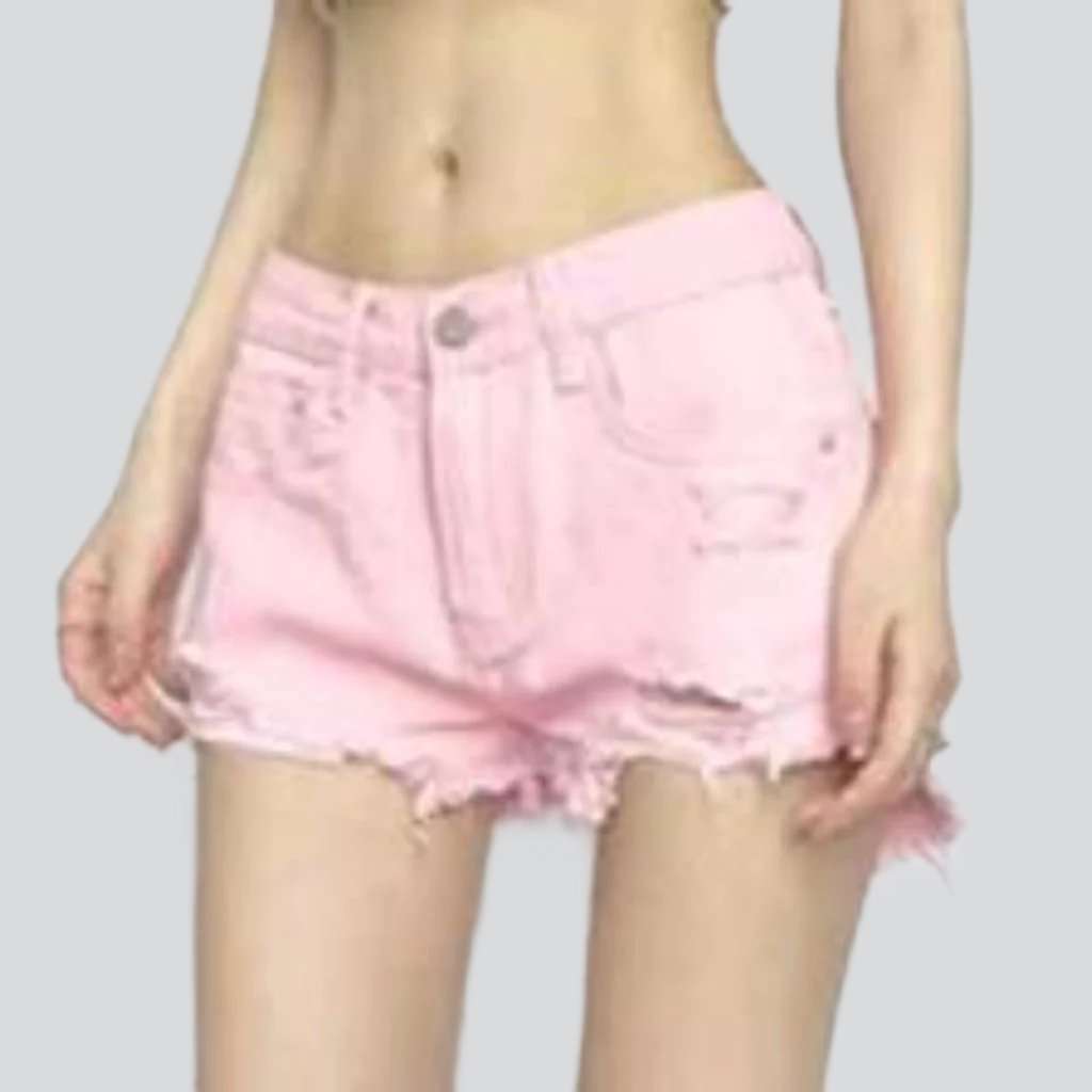 Low-rise distressed denim shorts