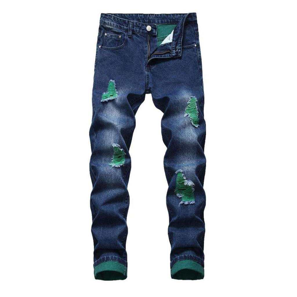 Farbig zerrissene Herrenjeans