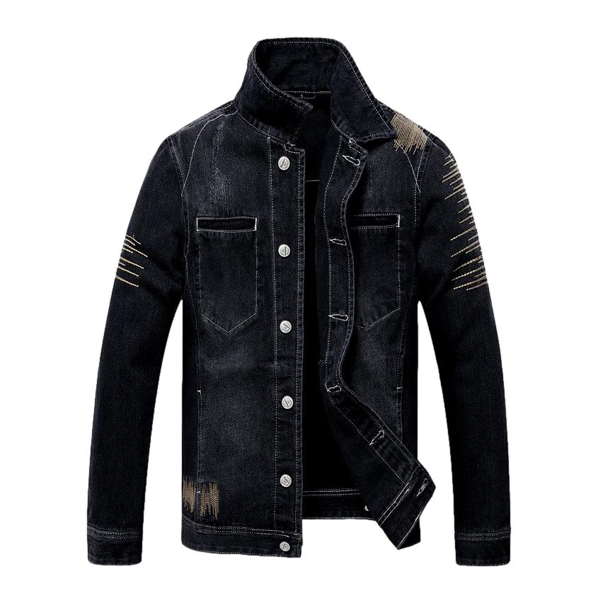 Herren Jeansjacke mit Nahtstickerei