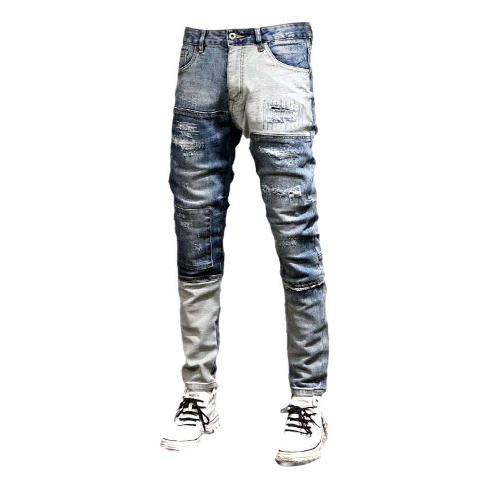 Mid-waist men street jeans