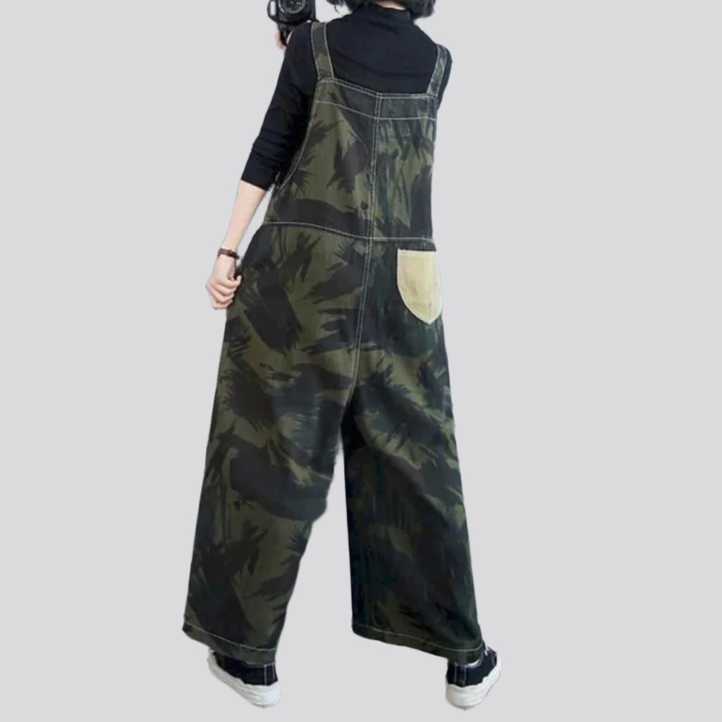 Color jeans jumpsuit for ladies