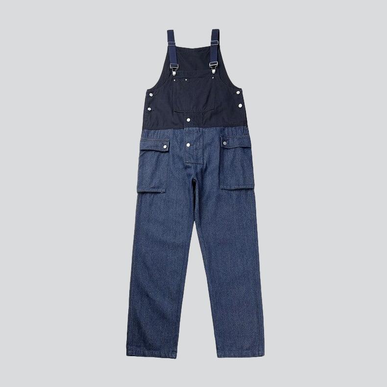 Two-color men denim dungaree