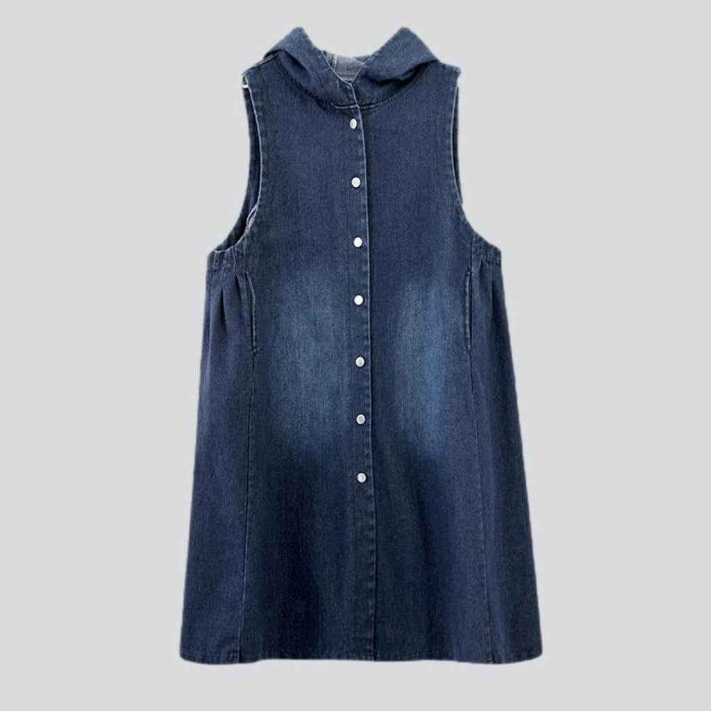 Sleeveless hooded women denim coat