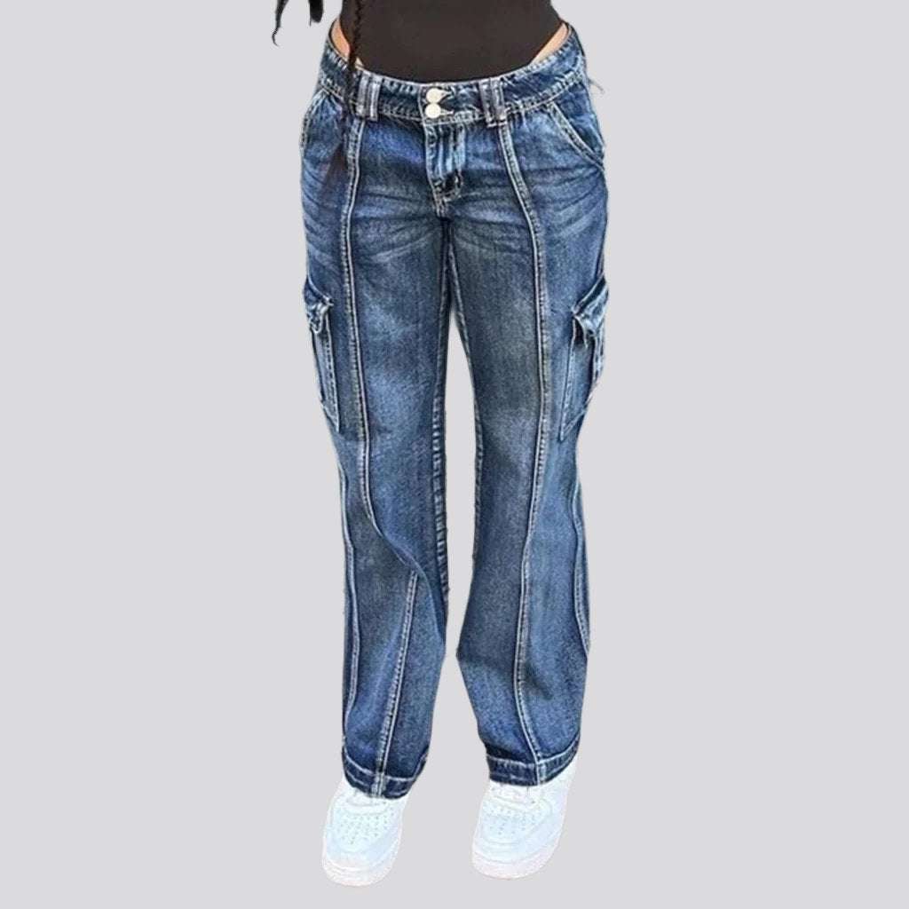 Front seams cargo women jeans