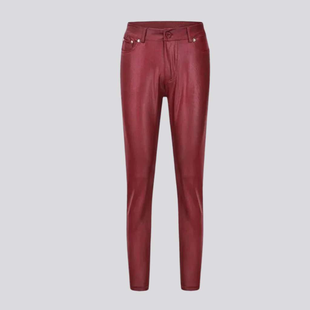 Color wax women denim pants