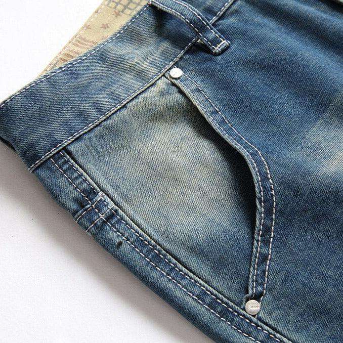 Men jeans with color rips