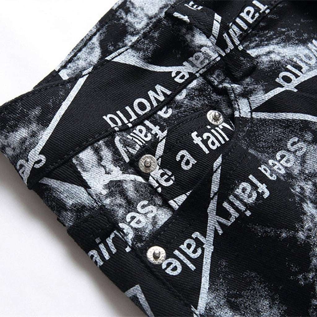 Inscription print black men jeans